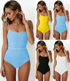 Fongt Popular Female One-Piece Swimsuit Solid Color Special Cloth Belt Integrated Bikini 19139-Outfit