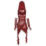 Fongt New Halloween Cos Red Collar Hooded T-Shirt Women's Lotus Side Irregular Sleeves Thin Top