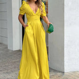 Fongt 2024 New Women's Short-Sleeved Fashion Elegant Plus-Size Wide-Leg