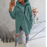 Fongt Hooded Sports Plus Velvet Tunic Casual Long-Sleeved Zipper Coat Women's Plus-Size Solid Color Coat