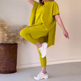 Fongt The Autumn Of 2025, The New Round-Neck Bat Shirt Is A Large-Size Loose Knitted Knitted Casual Two-Piece Set.