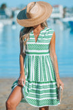 Fongt Temu Spring And Summer New Printed Vest V-Neck Mid-Change Dress