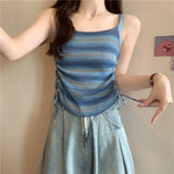 Color Striped Knitted Sling Women's Inner Vest Summer Design Wearing Rainbow Spice Girl Bottom