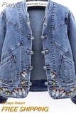 Women Jeans Jacket 2023 New Spring Autumn Clothing Embroidered Short Denim Jackets Female Basic Coat Long Sleeve Outerwear