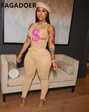 Solid Women Skinny Two Piece Sets Spring Bodycon Tracksuits Dollar Print Top And Leggings Pants 2pcs Outfits 2022