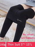 Winter Warm Leggings Women Cotton Thermal Velvet High Waisted Leggins for Women Lamb Wool Thickening Warm Black