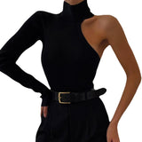 Fongt Women's Summer Single-Sleeve Long-Sleeved Round-Necked Body-In-Body Women's Uniform Sexy Style Fashion Sexy