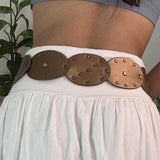 Rivets Oval Spliced Wide Belt 2023 New Summer Style Waist Decoration Trend-Outfit