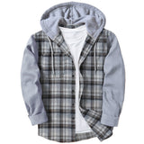 Fongt Woven Lattice Men's Shirt 2025 Bumpy Long-Sleeved Cardigan Hooded Multi-Color Multi-Code Fast Selling
