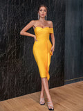 Summer Off Shoulder Bodycon Bandage Dress Women 2022 Sexy Ruffles Short Sleeve Hot Celebrity Club Evening Midi Party