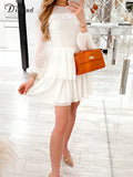 Summer White Dresses For Women 2022 Elegant Dot Long Sleeve Cascading Ruffle Party Dress Sweet Holiday Girl Vestido