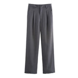 Fongt 2025 New Women's Double Pocket Coat Top + Pants Suit