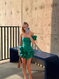 Fongt Dress Tight Dress Irregular Lotus Ribs Waist Dress
