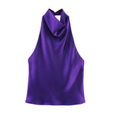 Fongt Summer New Silk Hysm Texture Hanging Neck Dress 3203317 Vatry Dress 3210317