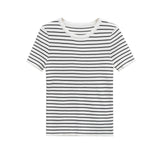Fongt Homemade New Women's Classic Fashion Short Sleeve Striped Knitted T-Shirt 3519020