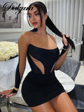 Autumn Mesh Patchwork Sexy Y2K Clothes Long Sleeve Bodycon Mini Dresses For Women Club Party Streetwear Elegant