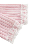 Women Off Shoulder Sweaters Long Sleeve Lace Patchwork Knitted Ribbed Pullovers Front Bow Jumpers Top Streetwear 2023-Outfit
