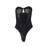 Fongt Women's Fall 2024 New Sexy Hot Girl Wrapped Chest Mesh Perspective Short Tight Waist