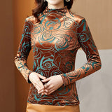 Print Blouses Turtleneck Women Spring Autumn Shirt Long Sleeve Ladies Tops Woman Blouse Vintage Clothes Blusas De