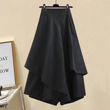 Women 2022 Spring Patchwork Long Sleeve Tops + Asymmetric Pants 2 Piece Suit Female Party Elegant Casual Two Piece