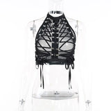 Dark Mesh See Through Mall Gothic Women Crop Tops Grunge Aesthetic Black Summer Tank Top Punk Skinny Night Sexy Alt