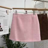 Fongt Shooting Pink Hair This Dress Girl Autumn And Winter High Waist A-Buffed Short Skirt Anti-Light One-Step Skirt 8871