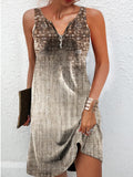 Fongt Summer Wish Casual Wind A-Shaped Dress Sleeveless Vest V-Neck Dress Woman
