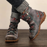 Ladies Retro Bohemian Style Ankle Zip Short Boots Booties Casual Shoes Women's Winter Boots Botas mujer invierno