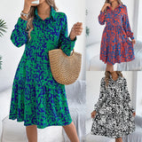 Fongt 2025 Casual Casual Leopard-Print Long-Sleeved Shirt Skirt Women's Clothing