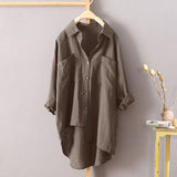 Fongt Casual Wind Pure Color Shirt Spring And Autumn New Women's Cardigan Double Pocket Long Sleeve Temperament Jacket Women's