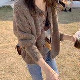 Fongt Coat Women's Autumn And Winter Loose Wear Complex 2025 New Short Top Knitted Cardigan Thicken