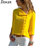 Tops And Blouses 2020 Fashion Long Sleeve Skew Collar Chiffon Blouse Casual Tops Plus Size Elegent Work Wear