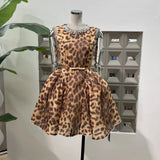 Spring Party Dinner Charming Temperament Diamond Round Neck French Retro Pony Waist Dress With