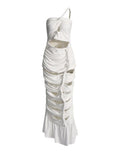 Temperament Slimming Dress 2025 Summer New Fashion Design Folding Long Dress