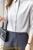 Spring Satin Women's Shirts Fashion Silk Button Solid OL Elegant Ladies Tops Long Sleeve Blouse Basic Women Shirts