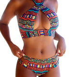 African Style Bandage Bikinis Sets Women's Swimsuit 2024 New Sexy Cross Halter 2 Pieces Swimwear Surf Bathing Suits-Outfit