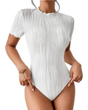 Fongt Spring/Summer OZON Women's Short Sleeve Corrugated Bodycoat Sexy Blouse