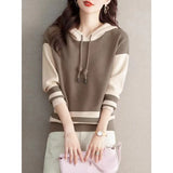 Fongt Women's Autumn/Winter 2025 New Ocean-Loose Casual Closed Knitted Small Long Sleeve T-Shirt