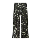 Fongt Homemade New Women's Clothing Scarf-Necked Collar Collar Silk-Sense Flared Trousers