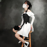 Fongt Autumn New Fashion Strap Fish Boned Deflower Petals Waist Corset Body Sleeveless Sexy Dress