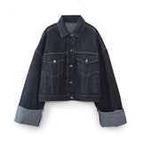 Fongt Women's INS Explosion Denim Jacket Jacket Horned Pantset