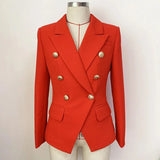 QUALITY Newest 2023 Baroque Designer Blazer Jacket Women's Classic Metal Lion Buttons Double Breasted Slim Fitting