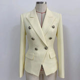 QUALITY Newest 2023 Baroque Designer Blazer Jacket Women's Classic Metal Lion Buttons Double Breasted Slim Fitting