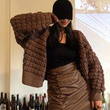 New 2021 Women's Autunm Winter Sweaters Cardigans Checkered Knitted Bubble Grid Fashionable Plaid Lady Tops