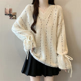 Fongt And Winter New Hook Hair Ball V. Loose Draw Rope Knitted Sweater Design Set Sweater