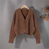 New 2021 Women's Autunm Winter Sweaters Cardigans Checkered Knitted Bubble Grid Fashionable Plaid Lady Tops