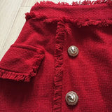 QUALITY Newest 2023 Runway Designer Skirt Women's Lion Buttons Tassel Wool Tweed Mini