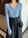 Basic B-neck Solid Autumn Winter Pullover Women Female Knitted Ribbed Sweater Slim Long Sleeve Badycon High Quality Sweater-Outfit