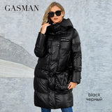 Winter Down Jacket Women Warm Long Classic zipper Belt Design Pocket Hooded Slim Parkas Female Coat
