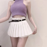 style Korean half skirt Sexy With a belt Anti glare Summer Women's half skirt Pleated skirt Slimming-Outfit